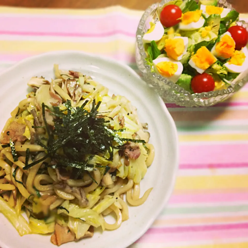 焼きうどん,サラダ|りーぴんさん