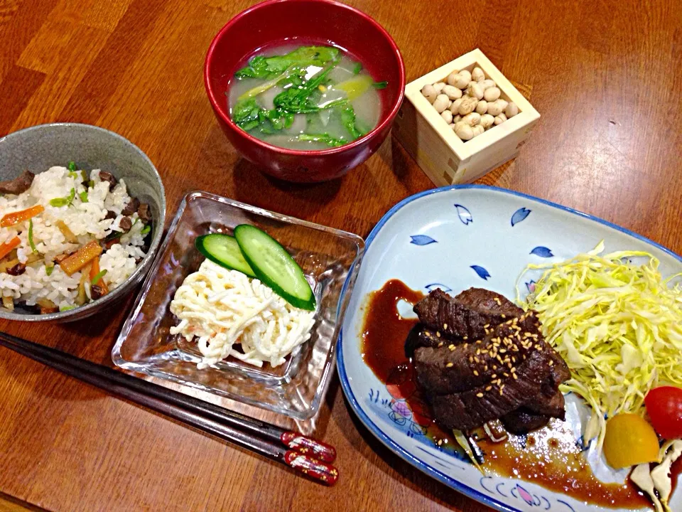 Snapdishの料理写真:節分の晩御飯  鯨|sakuramochiさん