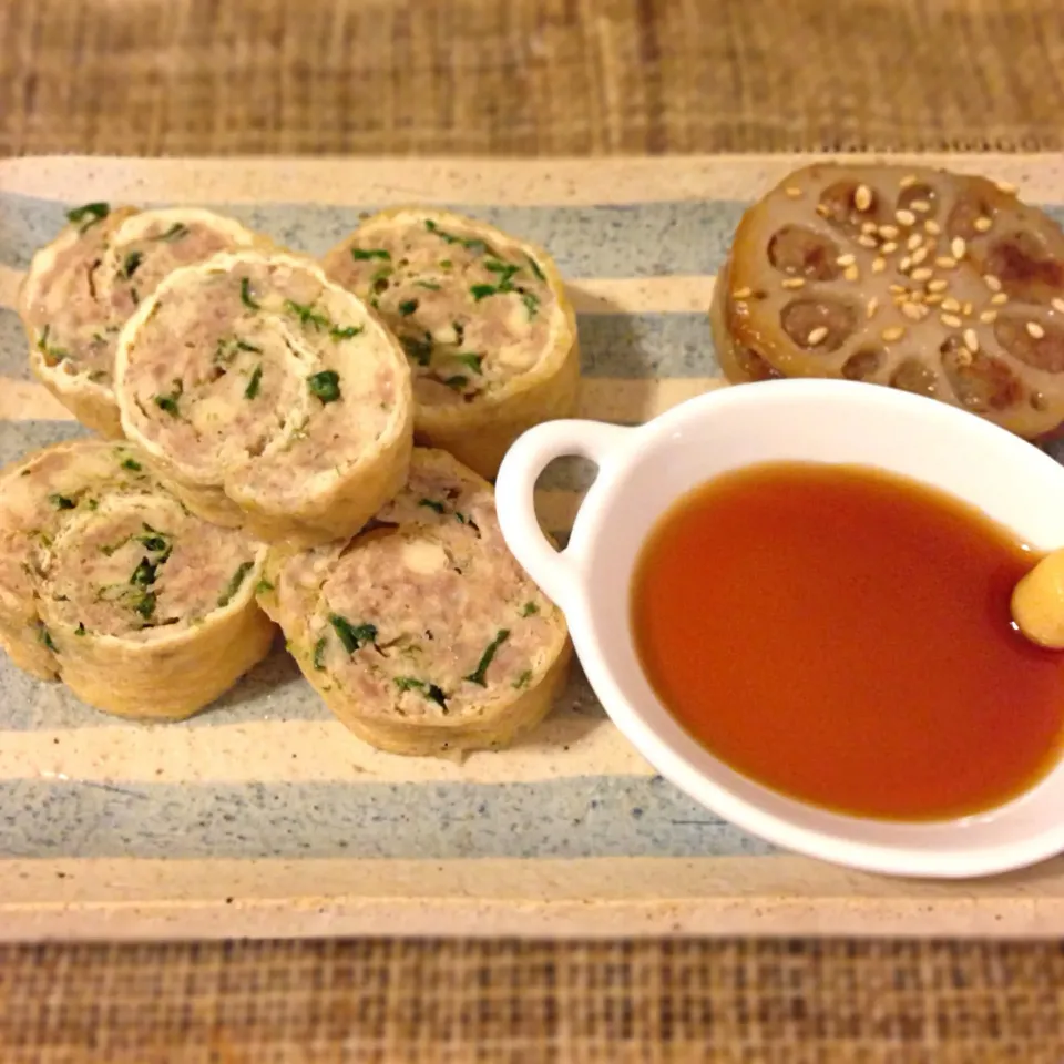 油揚げで餃子ロール|あいこ ⁎ˇ◡ˇ⁎さん