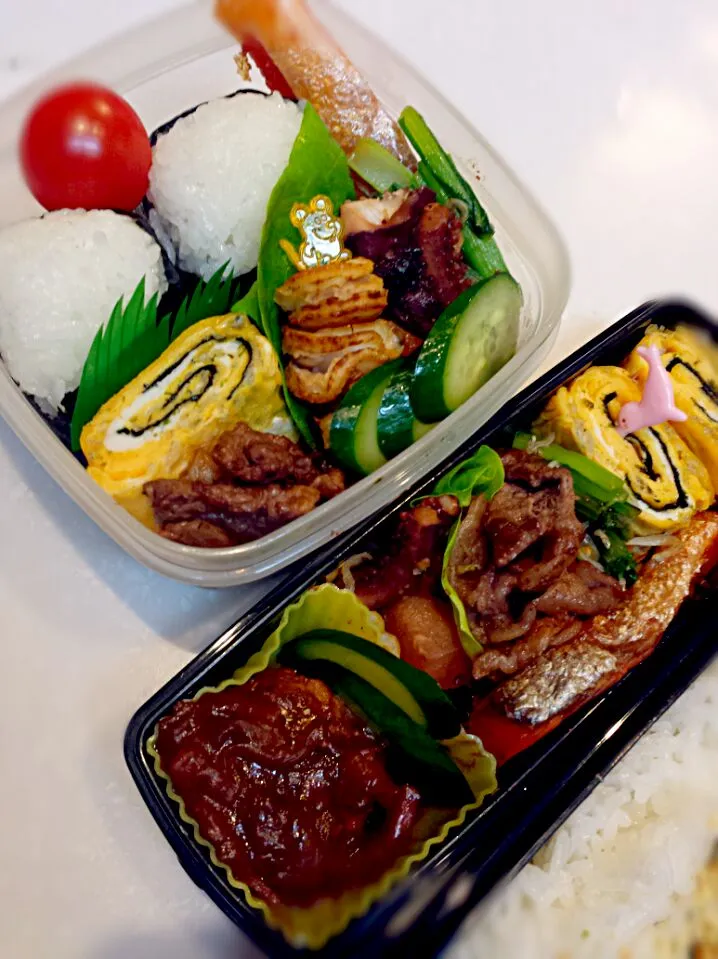 Snapdishの料理写真:りょうちん&とーさんのお弁当 2/4|くみ。さん