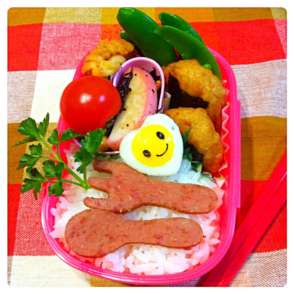 子ども弁当＊さくら＊ちゃん風スパム入り♡|さとみ (satomi_foodart)さん