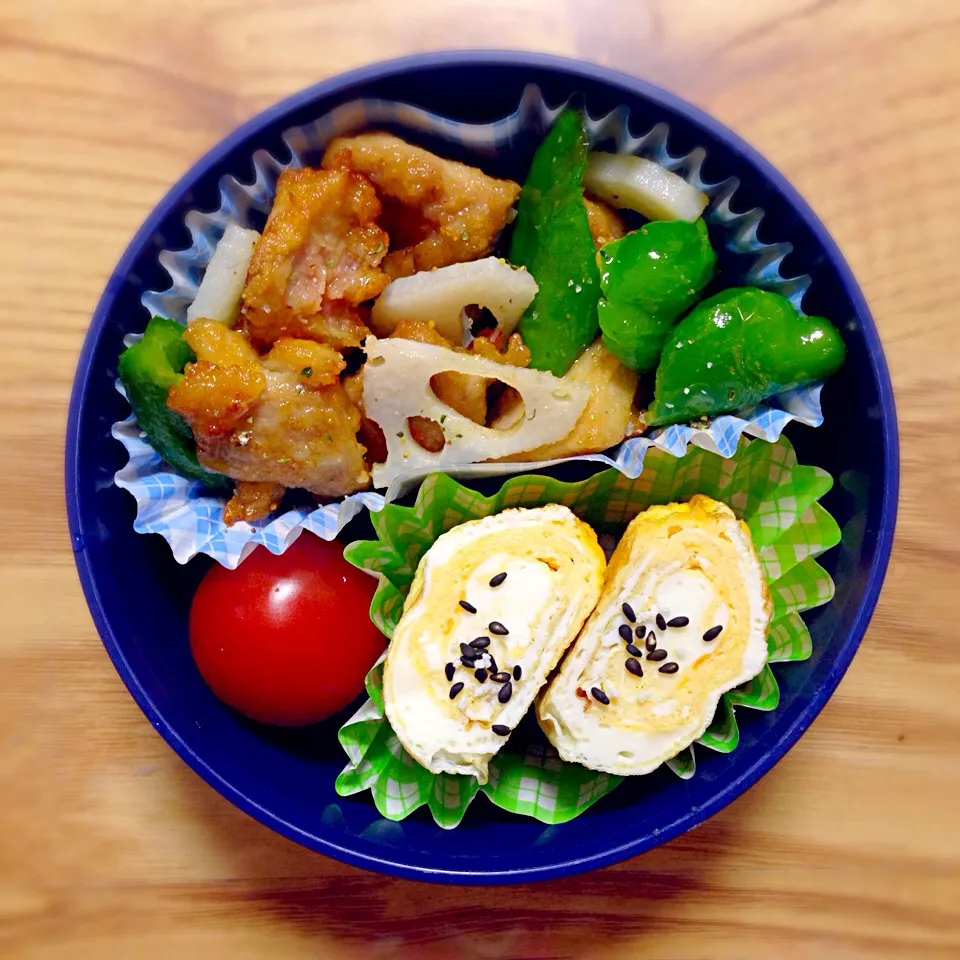 鶏唐揚げ、蓮根とピーマンのハーブソルト|okuyさん