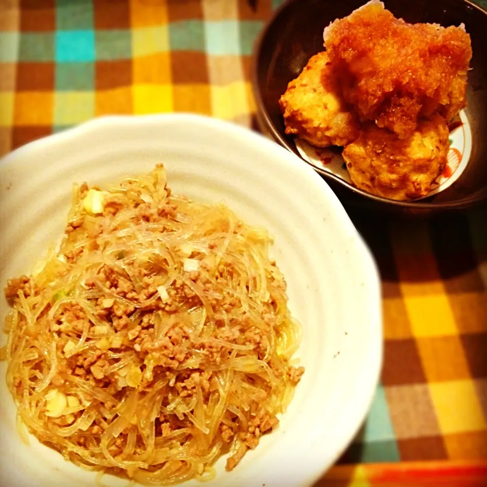 麻婆春雨,豆腐の落とし揚げ|りーぴんさん