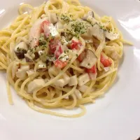 蟹ときのこのラグー クリームパスタ|メランツァーネさん