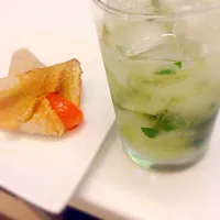 Snapdishの料理写真:ライ麦クレープと卵の味噌漬け、モヒートで。(^_^)|天父さん