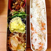 Snapdishの料理写真:五目豆 豆苗と豚肉炒め ポテトチーズ焼き 豚キムチ鍋|美和さん