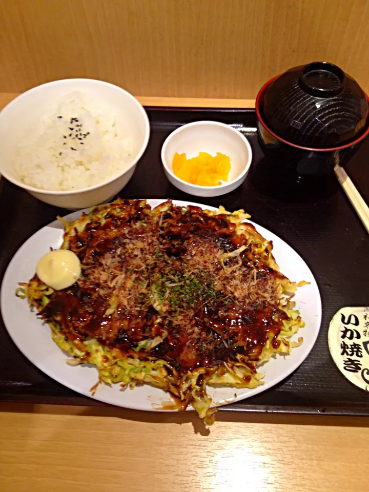 Snapdishの料理写真:阪神名物 いか焼き のお好み焼き定食。|Aさん