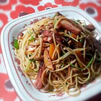 きのことベーコンとサラダニンジンの和風パスタ|jigecoさん