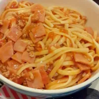 Snapdishの料理写真:spaghetti with pepper ham and tomato sauce|Sutharinee Likitnukulさん