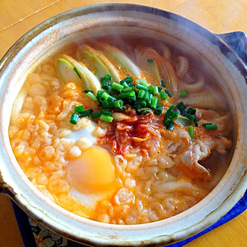 豚キムチ鍋焼きうどん|カウンター嬢さん