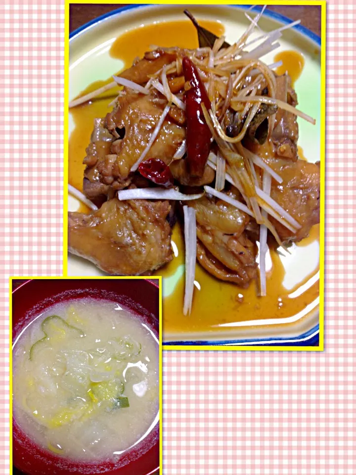 Chicken legs & miso shiru soup (late dinner😃🍴)@Miki's House|Miki Jorierose Obispoさん