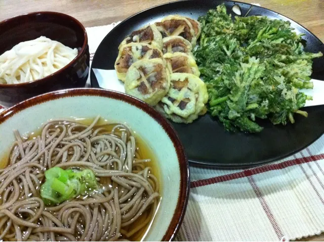 蕎麦orうどんにサクサク春菊と椎茸|まーままさん