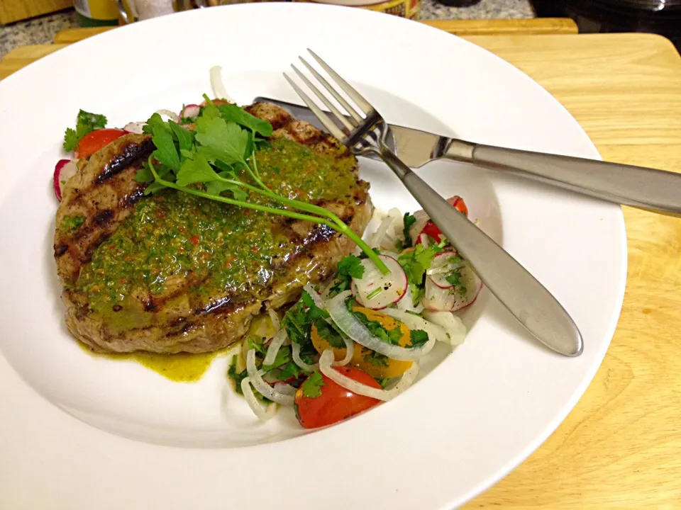 Argentinian Style Rib Eye with Onion and Radish salad|Steve Pountneyさん