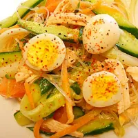 Mixed vermicelli with eggs, chicken and vegetable|hongminhさん