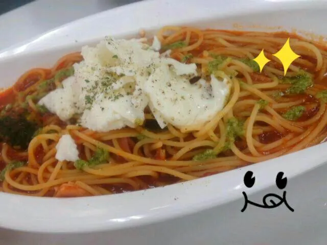 Snapdishの料理写真:鷲ヶ岳～ゲレンデ飯その２～トマトパスタ🍝|うどんだらさん