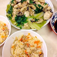 ロシア風炊き込みご飯と春雨と牡蠣と白菜の蒸し物|さくらそうさん