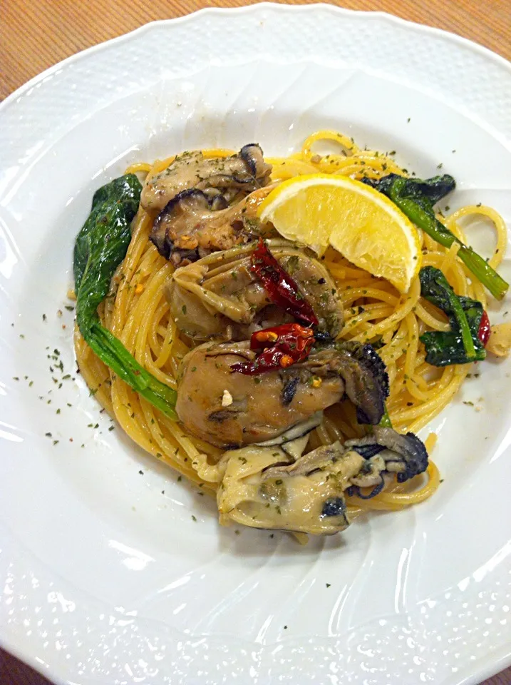 garlic oyster pasta|ayamitoyodaさん