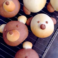 ワンコとクマさんでチーズとチョコのパン