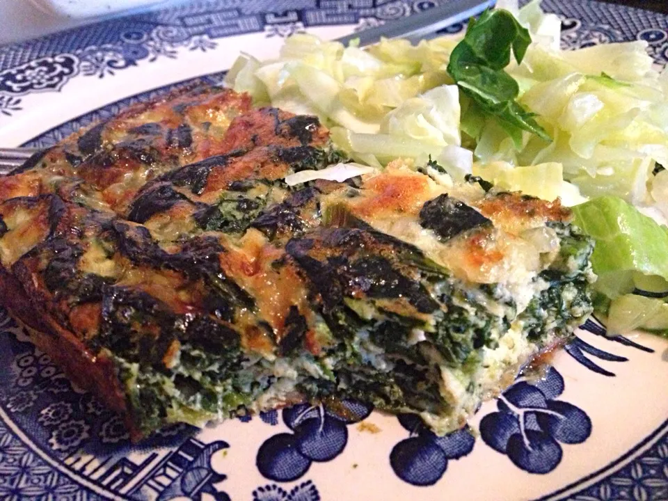 Crust less spinach and cheese quiche with braised cabbage|Miriam Hughesさん