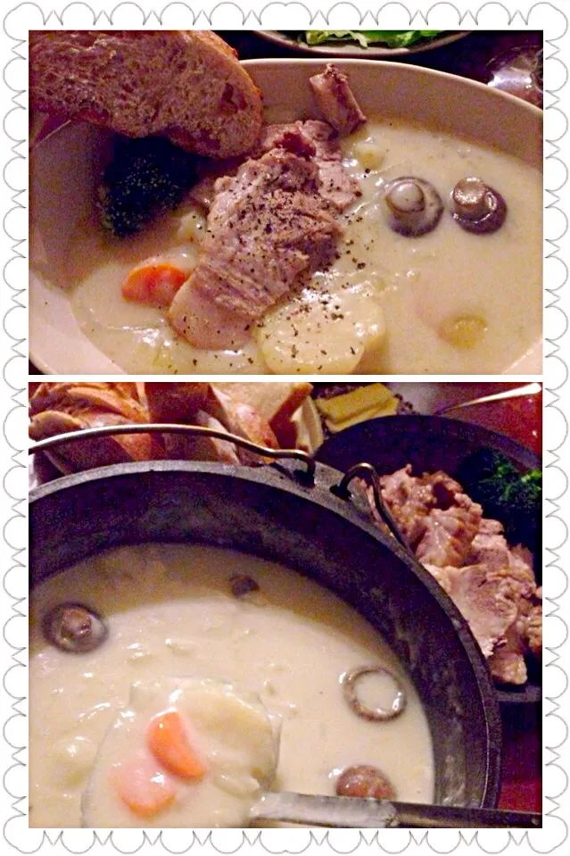 Dutch oven🔥Pork cream stew♨️ﾀﾞｯﾁｵｰﾌﾞﾝでﾎﾟｰｸｸﾘｰﾑｼﾁｭｰ|🌈Ami🍻さん