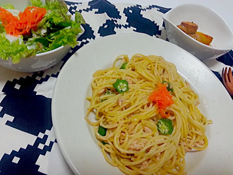 簡単シーチキンとオクラの和風スパ♡|てんぴさん