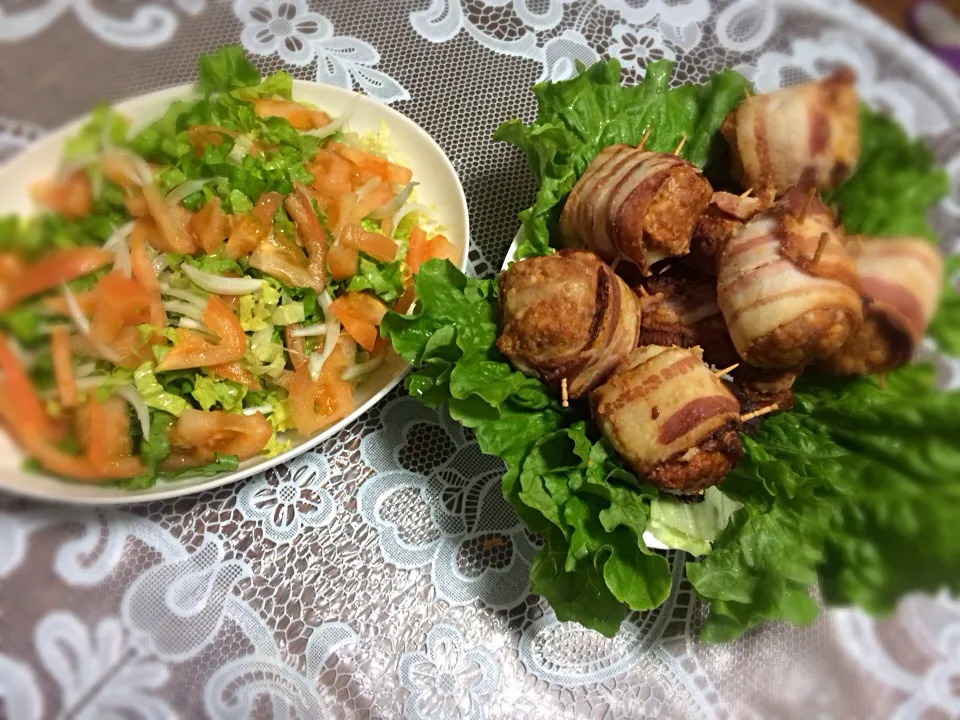 Snapdishの料理写真:Letace Salad e Bacon|Junki Yoguiさん