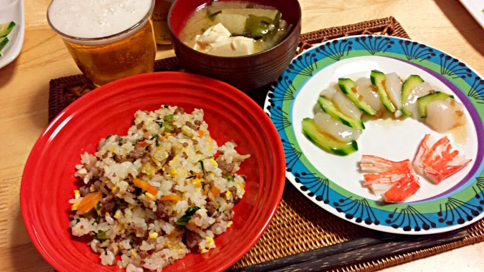 和風チャーハン
ホタテときゅうりのカルパッチョ風
大根と豆腐の味噌汁|LiSAさん