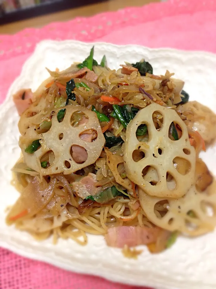 レンコンと余った野菜で和風パスタ|naoさん