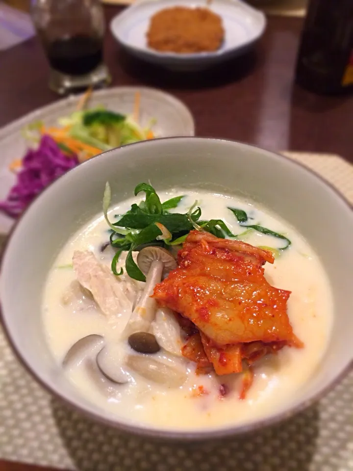 chicken and shimeji mushroom soy milk soup|Asakoさん