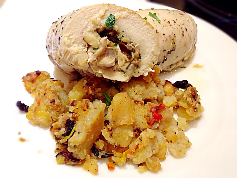 slow cook chicken ballantine filled with mushroom 
served sauteed potato|Misstyさん