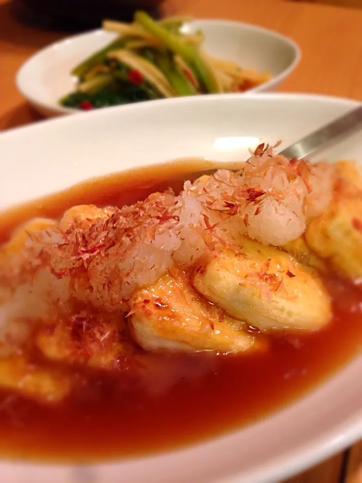 揚げ豆腐のおろし餡とカブの漬物|トッシ~さん