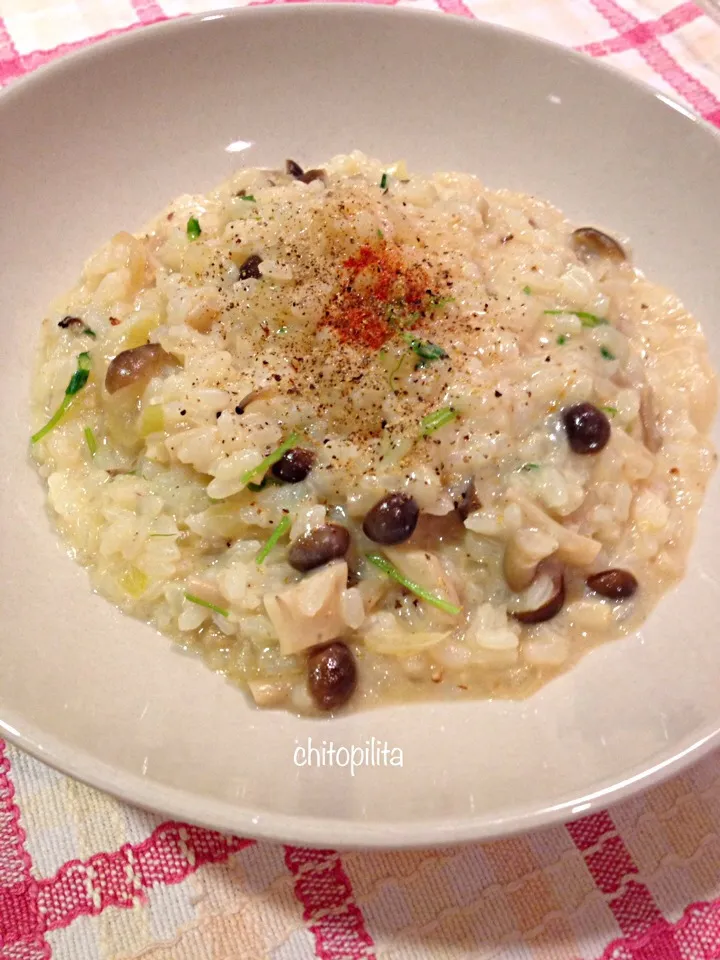 Mushroom cheese risotto|chitopilitaさん