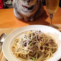 レバーと黒胡椒のパスタ♪