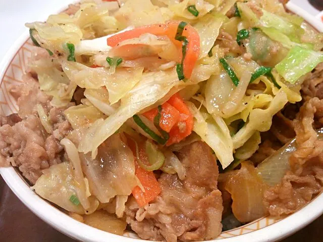 すき家の塩だれ野菜牛丼♪|深夜特急fさん