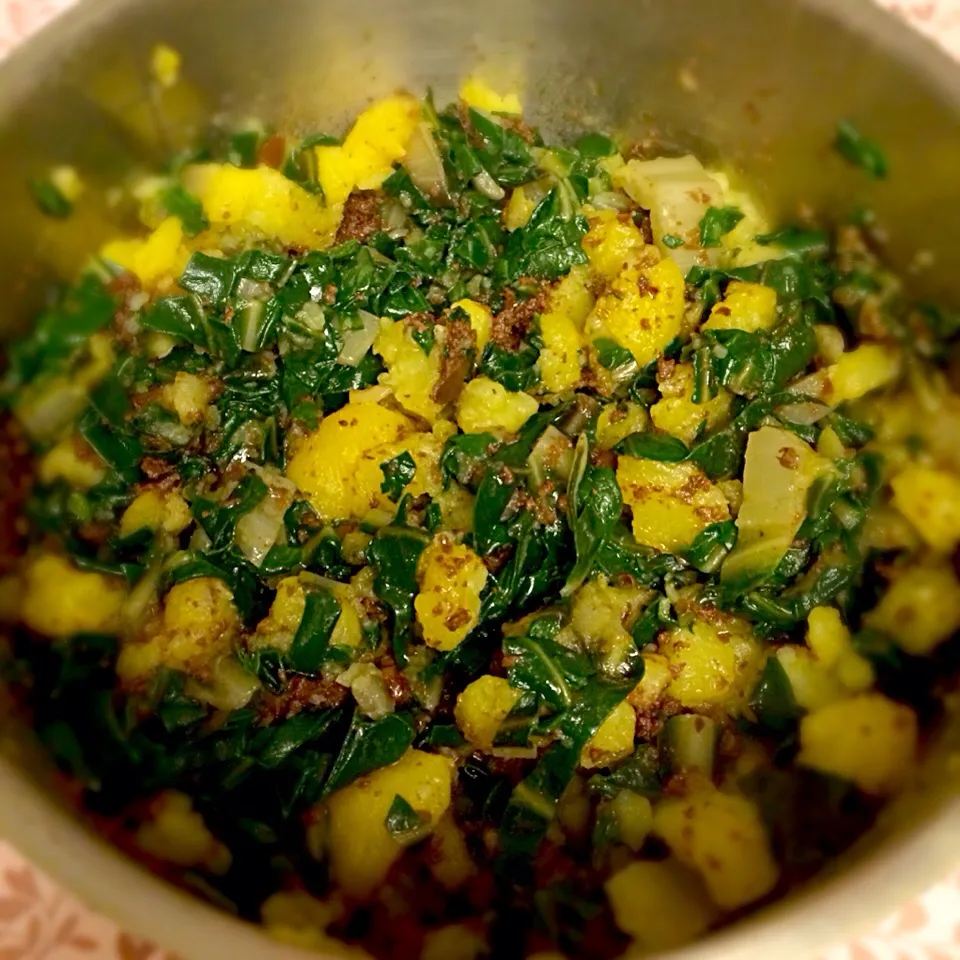 Swiss chard with potatoes and crushed olives|Sunny Kitchenさん