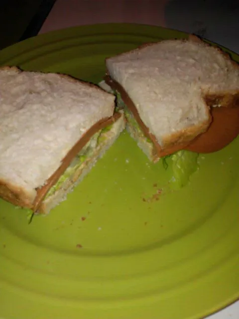 My"Bologna" sandwich with wholeground mustard, vegan mayo, romaine.|Polly Gelfusoさん