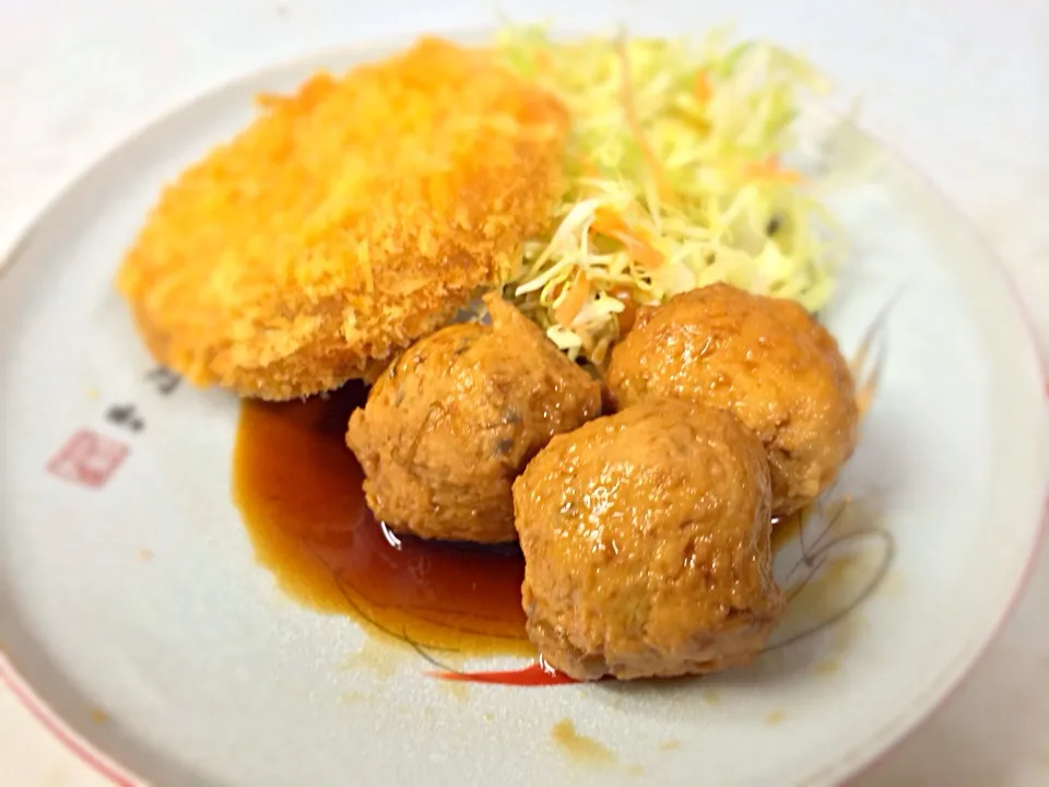 鶏のつくね煮&牛肉コロッケ|Masami Yamashitaさん