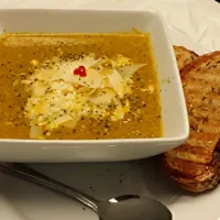 Coolinary Trends Broccoli and Cheese Soup with a buttered grilled artisinal bread.|Coolinary Trendsさん