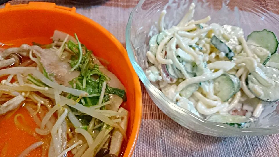 野菜と豚肉の蒸したもの＆パスタサラダ|まぐろさん