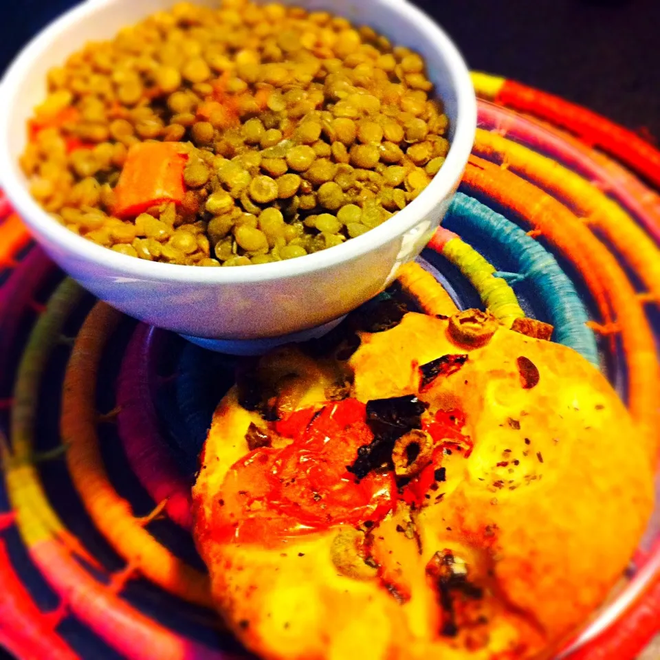 Snapdishの料理写真:Lentils & Focaccia|Stefan Labuschagneさん