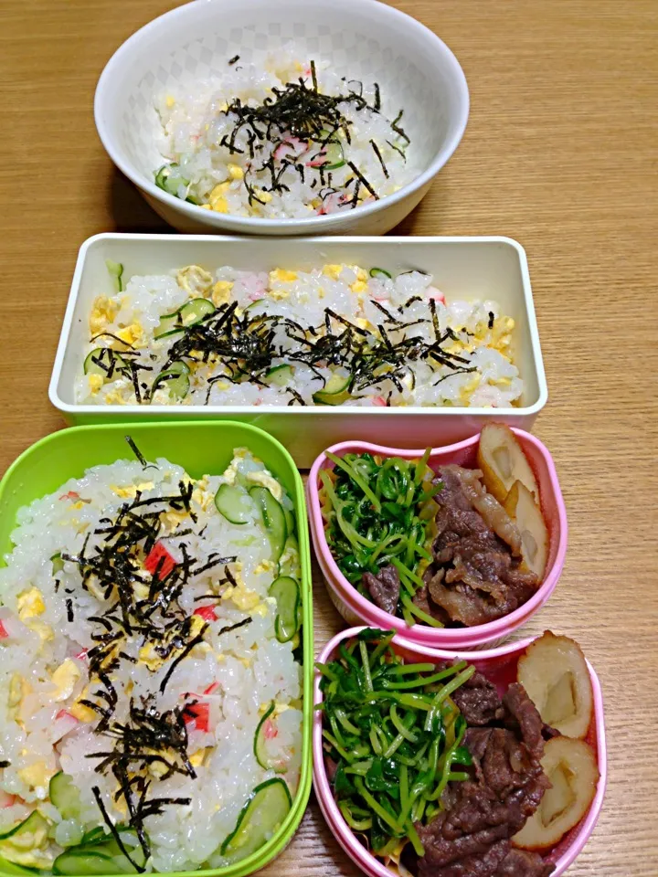 Snapdishの料理写真:２月１３日２人弁当とパパさんのお昼ご飯|川上千尋さん