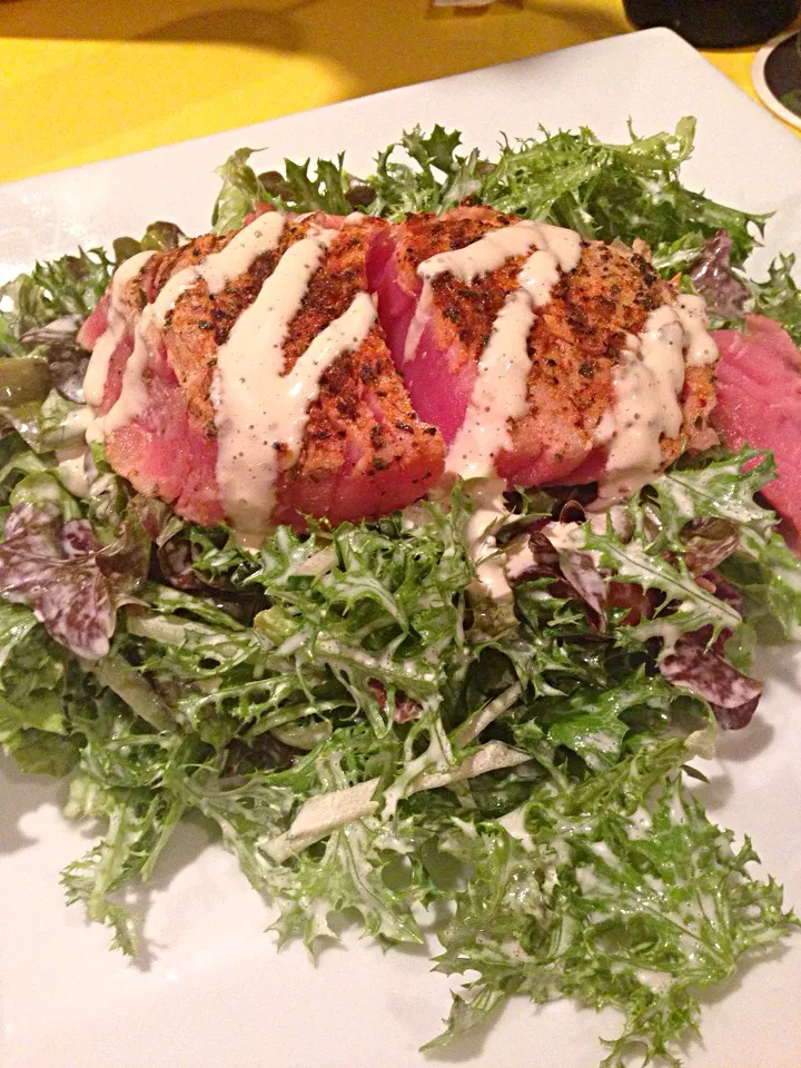 Fresh Ahi salad with vinegar  mayonnaise dressing|yukさん