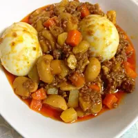 ground pork with mushrooms & egg (giniling)|angel valerieさん