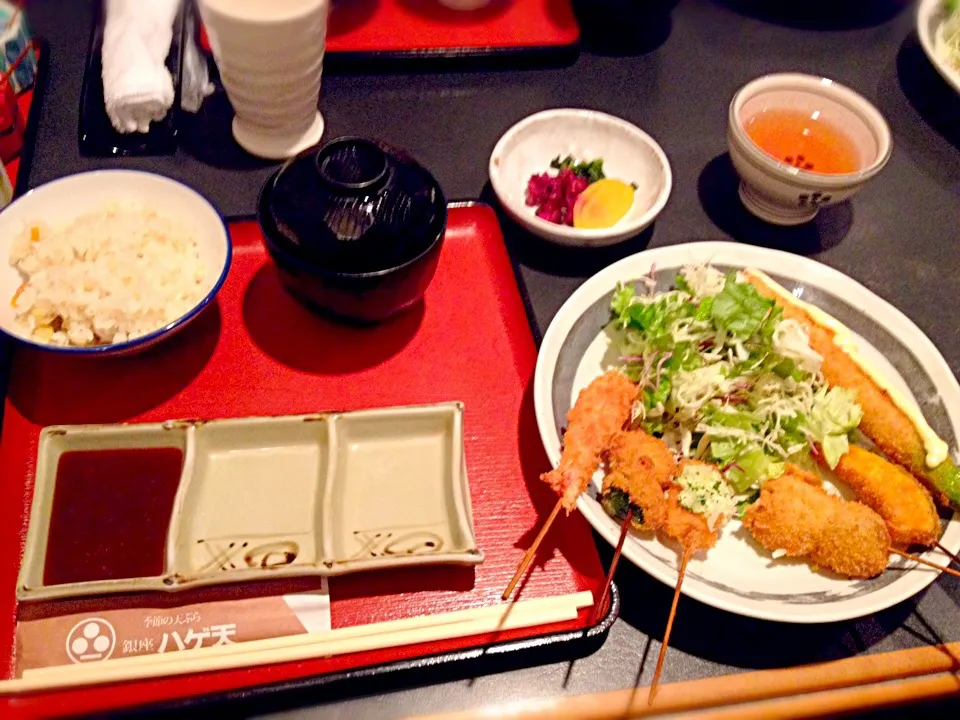 串揚げ定食(銀座 ハゲ天|りえさん