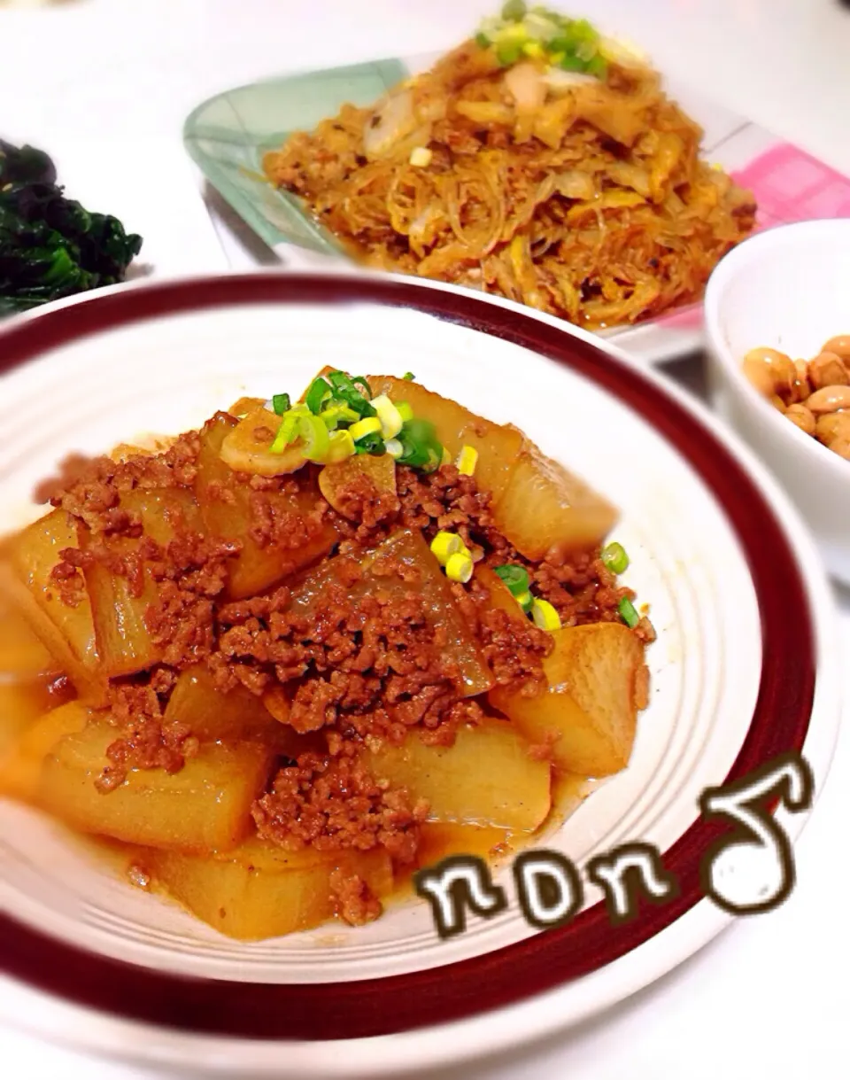 くららさんの料理 大根と豚肉のこっくりオイスター煮❤️と白菜と春雨の鯖味噌缶うまうま煮|nonさん