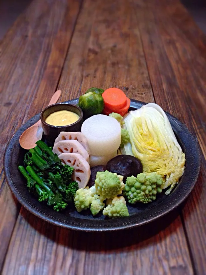 Steamed vegetables with Yukari San's kumquat hollandaise sauce|rick chanさん