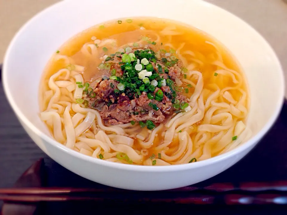 Snapdishの料理写真:昨日の息子ゴハン＊肉うどん|みゆさん