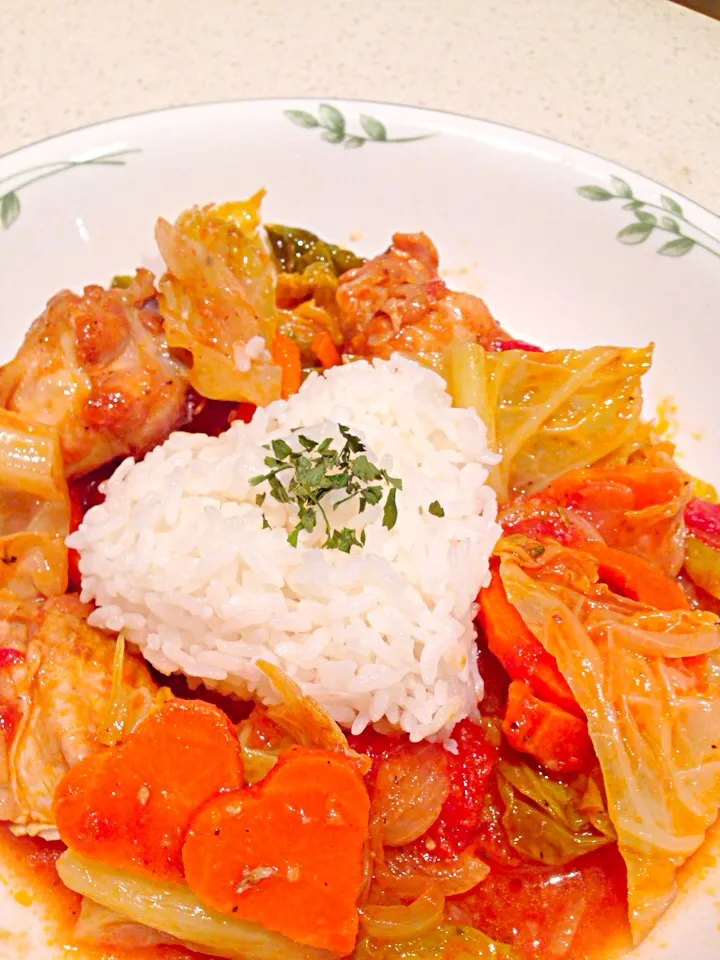 Snapdishの料理写真:Chicken and vegetables stew simmered in tomato sauce|prinkcessさん