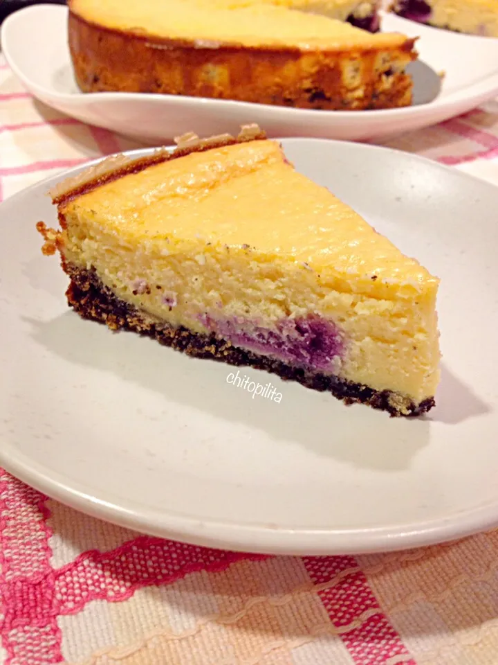 Snapdishの料理写真:Baked blueberry cheese cake with Oreo crust|chitopilitaさん