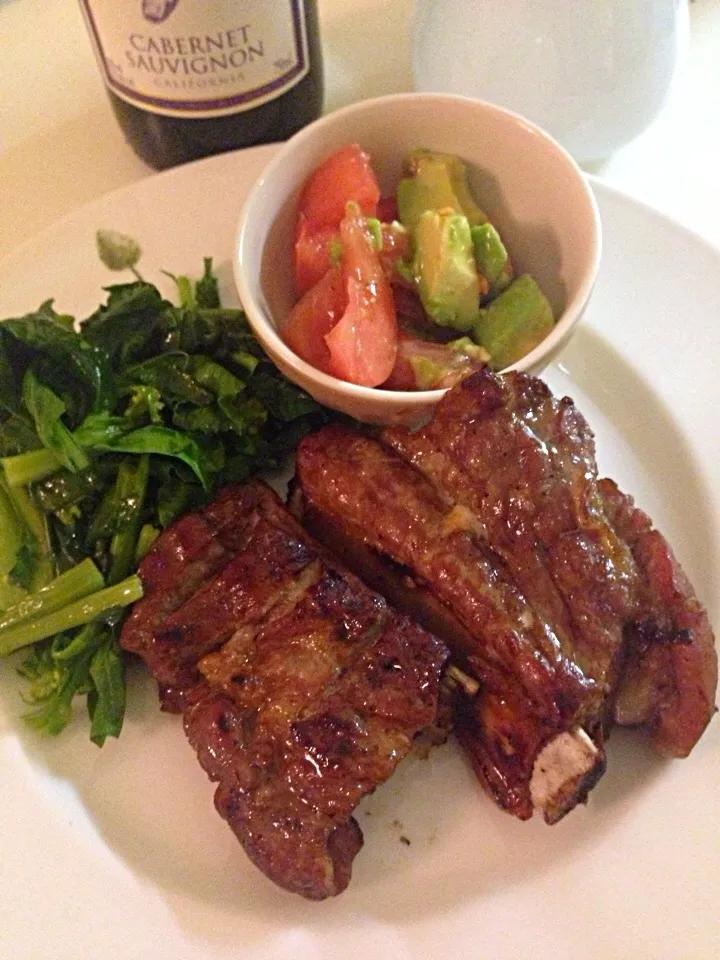 Spear lib with field mustard salad and avocado tomato salad|Ai Yamamotoさん